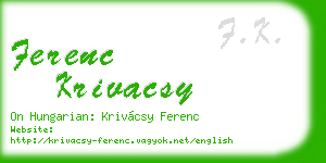 ferenc krivacsy business card