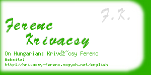 ferenc krivacsy business card